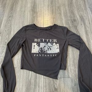 Black Long Sleeve Graphic Top